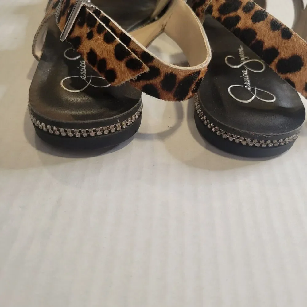 Jessica Simpson Braelyn Flat leopard print sandal with rhinestone trim sz. 7 - Picture 5 of 8